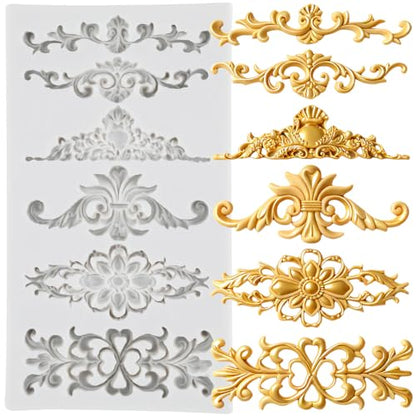 Baroque Silicone Mold Baroque Scroll Relief Polymer Clay Molds | Baroque Curlicues Scroll Lace Mold DIY Craft Epoxy Resin Casting Air Dry Polymer Clay Jewelry Making Crafts Tools - color: Style A