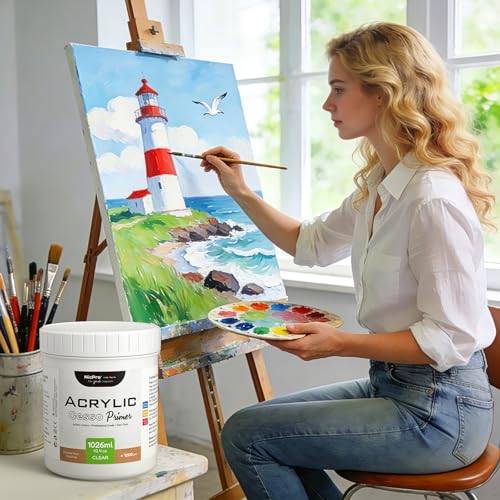 Nicpro Large Clear Gesso Primer for Acrylic Painting(42.4Oz / 1254ML) | Surface Prep Medium for Acrylic Paint, Oil Paint, Pencil & Pastel, Mixable Clear Gesso Primer for Canvas,Wood,Paper,Plastic - color: Clear, size: 42.4 Fl Oz (Pack of 1)