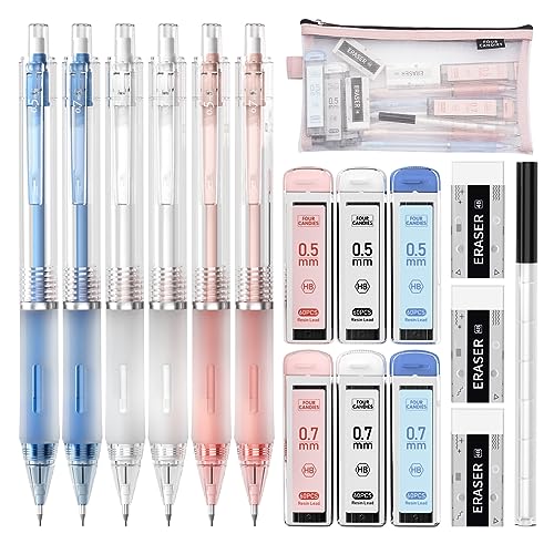 Four Candies Cute Mechanical Pencil Set, 6-Pack 0.5/0.7mm - size: 6 Count (Pack of 1), style: 0.5mm + 0.7mm