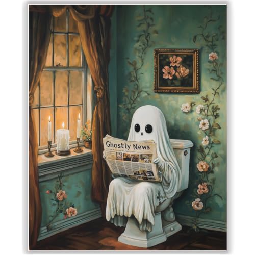 HITO Halloween Paint by Numbers Kit for Adults Ghost 16x20 Inch Frameless - color: The Ghost of the Toilet