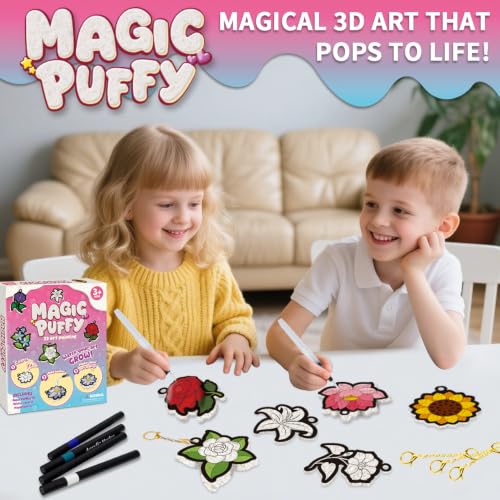 MZYTOZA Magic Foam Texture Painting Kit - 3D Art Craft Aqua Magic Puffs Paint Kit, 15 Mess-Free Paint by Number Craft for Kids (Flowers) - color: Flowers