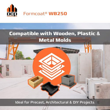 Formcoat WB250 Concrete Form Release Agent - Non-Staining Mold Release for Wooden, Plastic & Metal Molds – Solvent-Free Concrete Mold Release for Precast, Architectural & DIY Projects – 1 Gallon