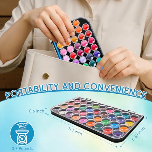 48 Color Solid Watercolor Paint Set with 3 Wooden Brushes for Adults Kids