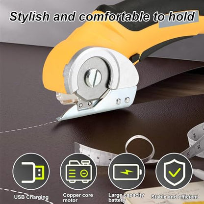 Electric Scissors 4.2V Cordless Cardboard Cutter with Safety Lock | Rotary scissors, Rechargeable Powerful Fabric Cutter, rotary cutter for fabric Cardboard Carpet Leather