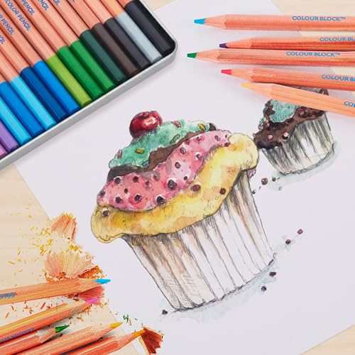 COLOUR BLOCK 24PC Premium Cedar Wood Watercolor Pencil Set with I Ideal pencil kit for Drawing, Sketching, Coloring and Painting travel watercolor pencils