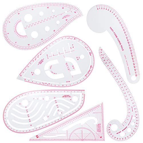 NEWMAY 6 Stlye Sew French Curve Ruler Metric Shaped Plastic Sewing Tools Measure Ruler for Sewing Pattern Making Design DIY Dress Clothing, Bendable Drawing Template Perfect for Designers and Tailors