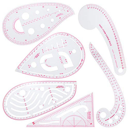 NEWMAY 6 Stlye Sew French Curve Ruler Metric Shaped Plastic Sewing Tools Measure Ruler for Sewing Pattern Making Design DIY Dress Clothing, Bendable Drawing Template Perfect for Designers and Tailors