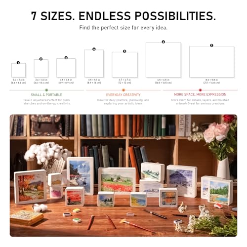 FLUNBRATO Watercolor Paper Pad, 60 Sheets, 6.5 x 6.5 in, Cold Press 100% Cotton, 140LB/300GSM Acid-Free Square Art Pad, Two-Edge Glued, for Gouache, Ink and Mixed Media - size: 6.5 x 6.5 in