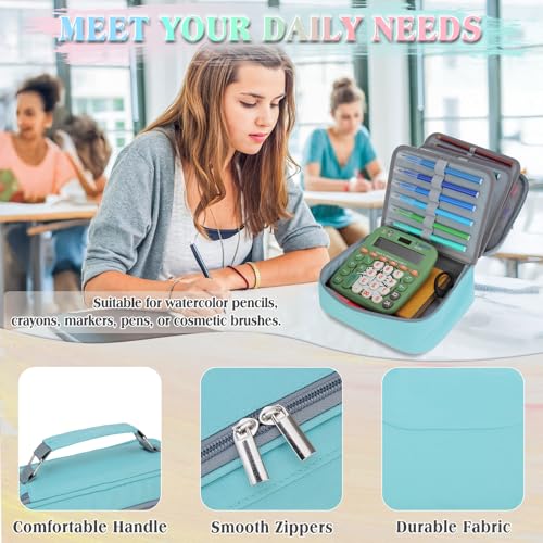 VX VONXURY Large Pencil Case, 54-Slot Colored Pen Pouch 2 Removable Sleeves - color: Turqoise