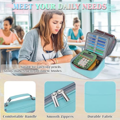 VX VONXURY Large Pencil Case, 54-Slot Colored Pen Pouch 2 Removable Sleeves - color: Turqoise