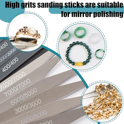 Honoson 40 Pcs Polishing Sticks Sanding Sticks for Plastic Models Metal Wood Buffing Sanding Tools Sandpaper Polishing Accessories Mini Finger Sander(Double Angle Shape) - style: Double Angle Shape