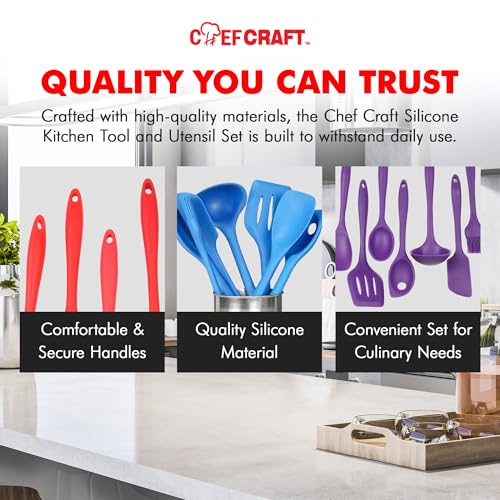 Chef Craft Premium Silicone Kitchen Tool and Utensil Set, 7 Piece, Yellow - color: Yellow, size: 7 Piece Set