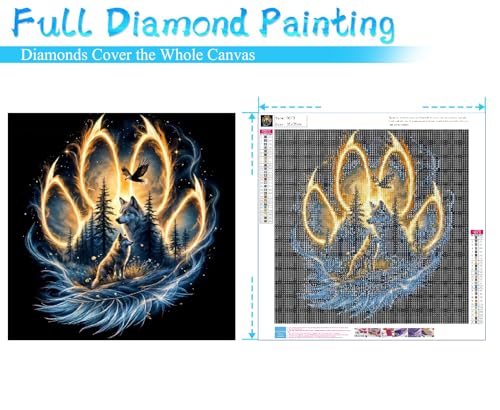 MRMIOOM 5D Diamond Art Kits for Adults, Wolf Diamond Painting Kits for Beginner, Landscapes DIY Round Full Drill Gem Art Crafts for Home Wall Decor Gift, 35x35cm - color: D023-US