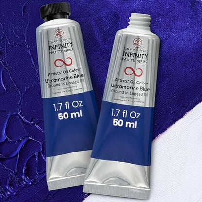 ZenART Professional Oil Paint Set - Artist Grade Ultramarine Blue - 2x50ml | Non-Toxic, Buttery Consistency, Rich Pigment, Lightfast Oil Paints for Primed Surface Canvas, Fine Art, Portraits & Landscape - color: Ultramarine Blue