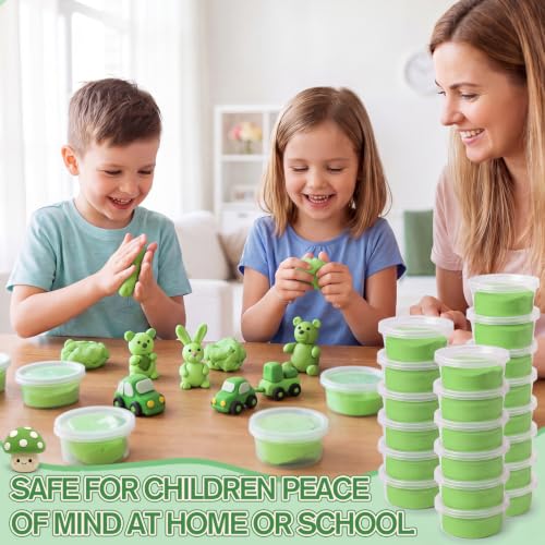 VioraWhite 48 Pcs Air Dry Clay Bulk 1.6lb Modeling Clay Kit,Light Green | Soft & Stretchable, Magic Foam for Kids, DIY Molding, Arts & Crafts, Boys Girls Party Favors, Cosplay Sculpting Supplies - color: Light Green