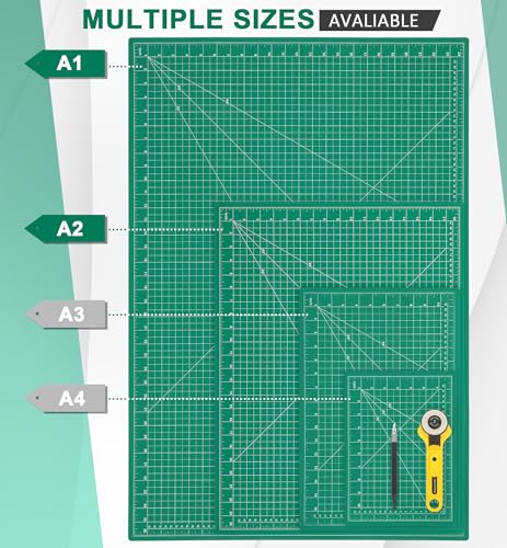 Density-upgraded 24" x 36" Large Self Healing Sewing Mat, Idemeet Rotary Cutting Mat 5-Ply Cut Board for Crafts Hobby Project, Scale Size 24" x 36", A1, Green - color: Green, size: 36"L x 24"W