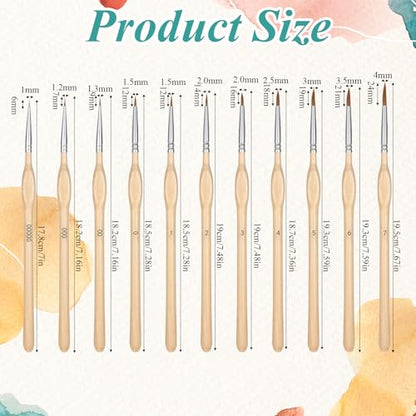 11 Pcs Miniature Detail Paint Brush Set | Ergonomic Triangular Handle Fine Tip Brushes for Acrylic, Watercolor, Oil, Rock Painting, Model Figures