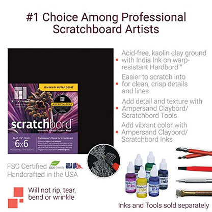 Ampersand Art Supply Scratch Art Panel: Museum Series Scratchbord, 1/8 Inch Flat Profile, 8" x 10" (Pack of 5) - size: 8" x 10" (Pack of 5)