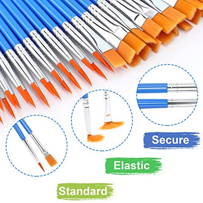 UPINS 30 Pcs Paint Brushes, Small Brush Bulk for Detail Painting | Nylon Bristles Plastic Short Handle, Art Crafts School Projects, Flat Detail Painting, Crafts Face Painting - size: 6.69inch, style: Mix(15Flat +15Round)