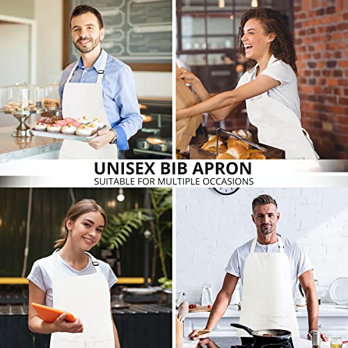 Utopia Kitchen 2 Pack Bib Apron, Adjustable with 2 Pockets, Water and Oil Resistant, Cooking Kitchen Chef Apron for Women Men - color: White