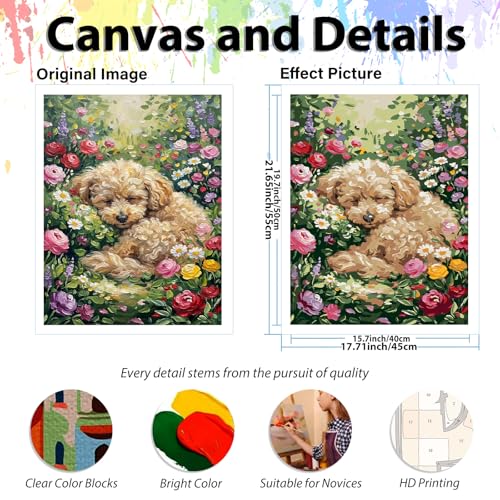 Dog Paint by Numbers Kit for Adults, Adult Paint by Number Kits 16x20 Inch - color: Dog