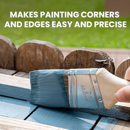 Mister Rui 3-Pack 2 Inch Angled Paint Brushes, Sash Brushes for Trim & Wall | Synthetic Edging Paint Brush Short Handle, Smooth Finish for Professional & DIY Use Cabinets & Furniture, Oil & Latex Paint - size: 3PCS, 2" Short