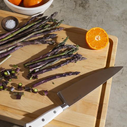 Yatoshi Magnetic Kitchen Knife Block Set 6 Pcs White - Pro Kitchen Knife Set Ultra Sharp High Carbon Steel - color: White, size: 6-Piece