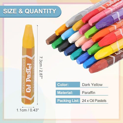 PATIKIL Dark Yellow Oil Pastels, 24Pcs Soft Oil Crayons Vibrant and Creamy Pastels Stick Art Supplies for Art Painting Drawing Blending Graffiti for Artists Beginners - color: Dark Yellow