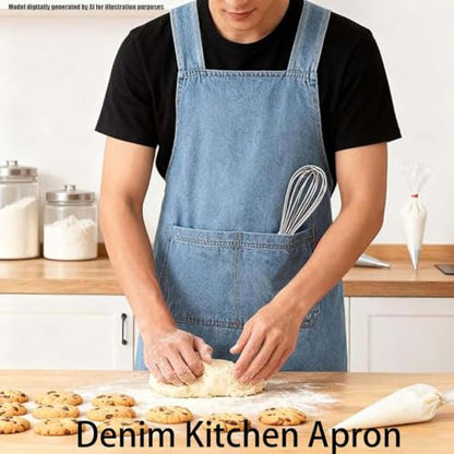 Adult Cross Back Apron, Stain Resistant Cotton Apron with Pockets ﻿ | Denim Cross Back Aprons, Cotton Apron Suitable for Gardens and Kitchens, with Pockets for Easy Carrying of Tools - color: B