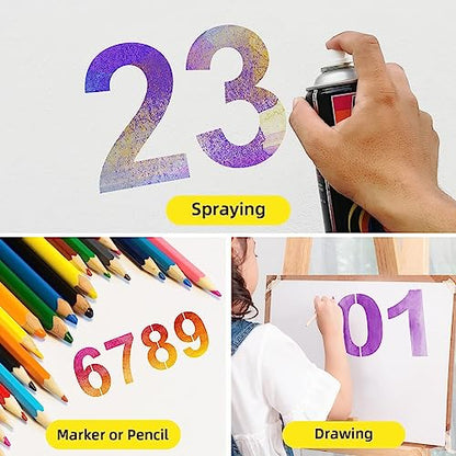 14 Inch Reusable Large Number Stencils Plastic Digital Stencils Templates for Cake Address Number Painting Templates - size: 14 Inch