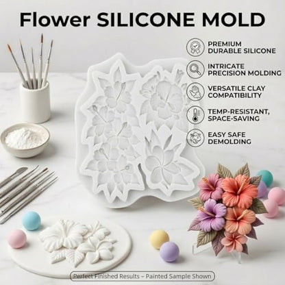 Flower Polymer Clay Mold Hibiscus Plumeria Flower Silicone Molds - color: Style G