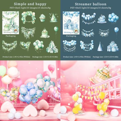 60 PCS Exquisite Fantasy Wishing Balloon Glitter Shiny PET Sticker - color: Wishing Balloon