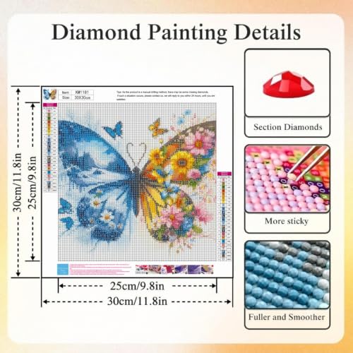 4 Pack 5D Butterfly Diamond Art kits for Adults Beginners 11.8x11.8 Inch - color: KM1181+KM1182+KM1183+KM1184-1