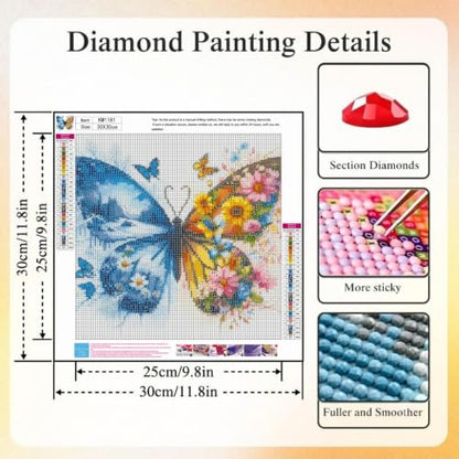 4 Pack 5D Butterfly Diamond Art kits for Adults Beginners 11.8x11.8 Inch - color: KM1181+KM1182+KM1183+KM1184-1