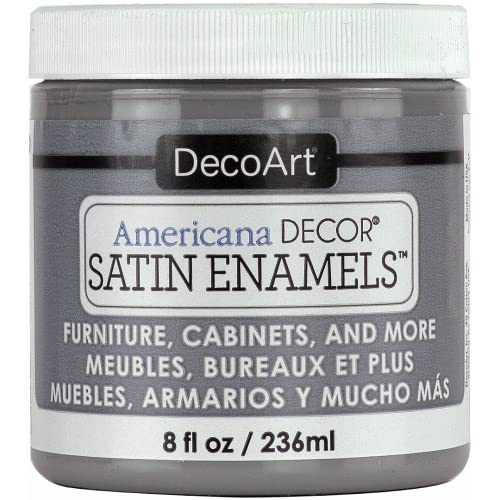 DecoArt Satin Enamels Acrylic Paint, 8 fl. oz. Jar, Smoke Grey (Pack of 1) - color: Smoke Grey