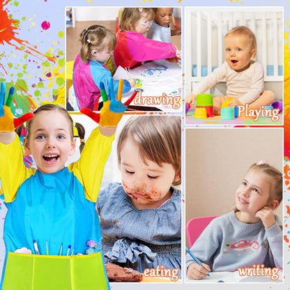 Zkptops Kid Art Smocks Waterproof Kids Painting Aprons Toddler Art Smock Kids Paint Smock with Long Sleeve 3 Roomy Pockets for Age 3-7 Years(Light Blue) - color: Y 1 Pack Light Blue