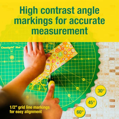 Omnigrid 360 Rotating Self-Healing Cutting Mat, 14 Inch | Precision Fabric Cutting Mat with Durable Surface for Quilting, Sewing & Crafts - style: 14"