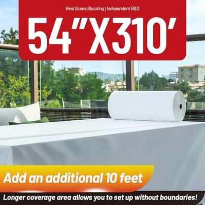 Plastic Table Cloth, 310 Ft X 54 in Disposable Tablecloth Roll | White Plastic Tablecloth Roll with Sliding Cutter Premium Plastic Table Cover Roll for Picnics, Parties, Birthdays, Weddings - color: White, size: 3720" x 54" (Rectangular)