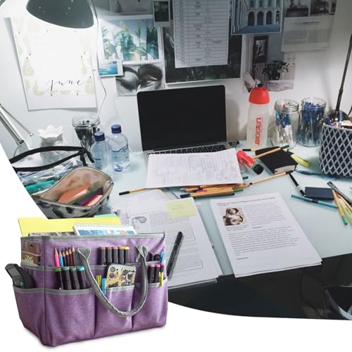Cupohus Craft Organizer Tote Bag, Purple Sewing Bag for Art - color: Purple