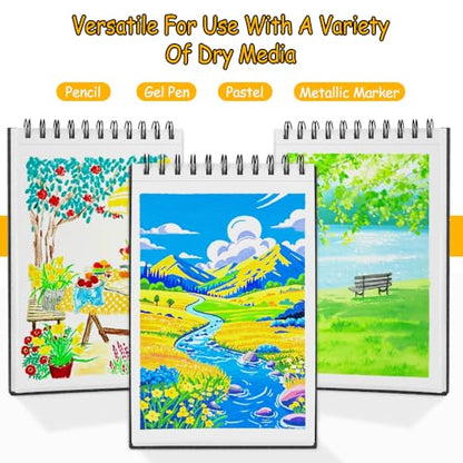 8.3x5.8 Sketch Book,Art Sketchbook for Drawing Pad,Mixed Media Sketchbook - color: TopSpiral-BrightWhite-Black