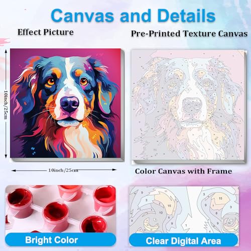 Artunion Framed Paint by Numbers Kit for Adults Beginners & Kids Ages 8-12,Bernese Mountain Dog Paint by Number with Frame,Dog Animal Paint by Numbers Kit on Canvas 10 * 10 Inch Without Easel - color: ZXT-376-F