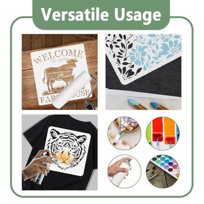 Willow Tree Stencil for Painting on Wall 11.8 x 11.8 Inch Reusable Plastic Craft Stencil for Painting on Wood Fabric Furniture, DIY Home Decor Stencils | 11.8" x 11.8" Plastic Craft Stencil, Willow Tree Wall Stencil, DIY Home Decor Template for Wood Fabri