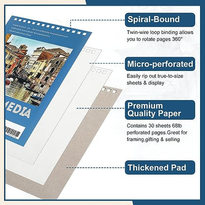 Jexine 20 Pcs Sketch Book Bulk 5.5"x8.5" Top Spiral Bound,Mixed Media | 30 Sheet Each 100gsm Drawing Paper, Sketch Pads for Painting, Artist Sketchbooks Bulk, Art Paper for Students - style: Mixed Media