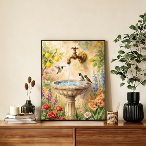 AUKELHJ Paint by Numbers Kit for Adults, Garden Hummingbird, 16X20 Inch - color: 16-Landscape