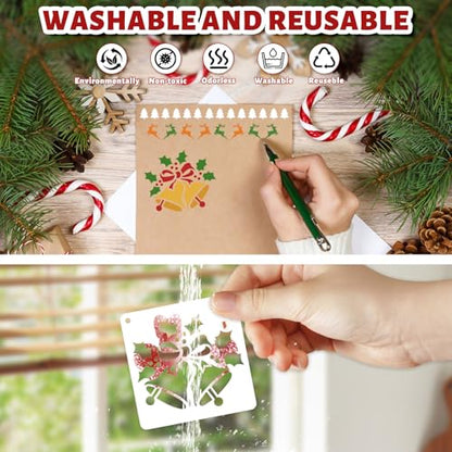 72 PCS 3x3 Inch Christmas Stencils for Painting - Snowflake Santa Claus Christmas Tree Reusable Christmas Painting Templates on Wood, Glass, Fabric, Window Door Decor DIY Decoration - style: 72PCS Christmas