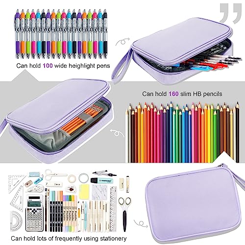 Big Capacity Storage Pouch Marker Pen Pencil Case Simple Stationery Bag Box Art Tool & Sketch Storage Boxes for Bullet Journal Middle High School Office College Student Girl Women Adult Teen - color: Purple