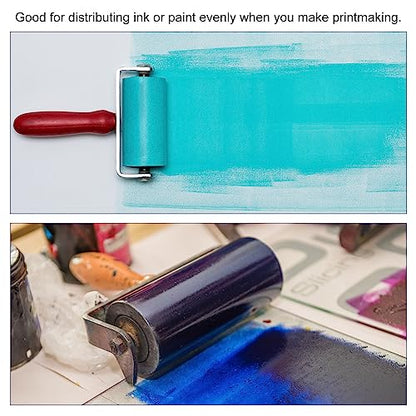 PATIKIL 8 Inch Rubber Roller Brayer, Anti Skid Hard Rubber Roller Tools for Wallpaper Art Craft Printing Printmaking Ink Stamping Tape Construction - size: 8 Inch