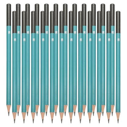 PATIKIL 3B Drawing Pencils, 24PCS Sketch Pencils for Drawing, Art, Graphite Wood Pre-sharpened, Hexagonal, Black Refill, Green/Black Pole - style: 3B