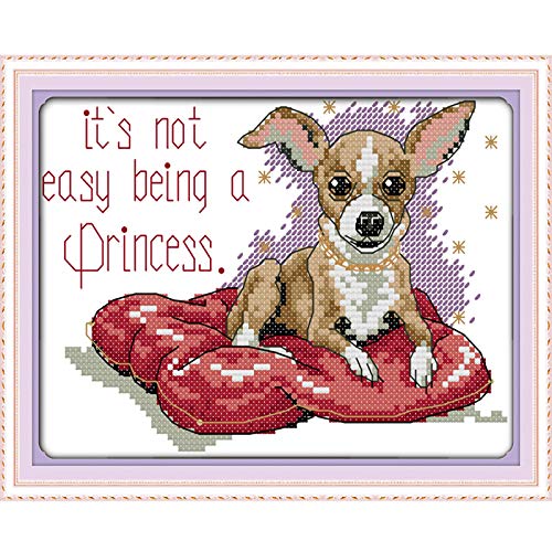 ITSTITCH Stamped Cross Stitch Kits for Beginners Full Range of Cross Stitching Preprinted Pattern for Kids or Adults, DIY Needlepoint Starter Kits (Sitting Dog 10.3x7.9 inch) - color: Sitting Dog 10.3x7.9 inch