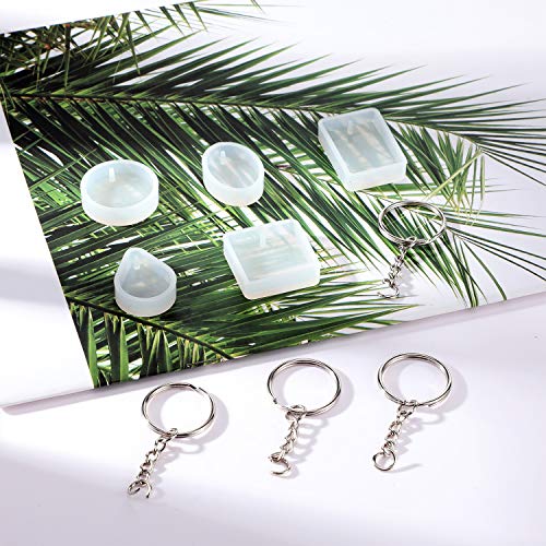 WILLBOND 67 Pieces Resin Keychain Molds Silicone with Hole, 5 Shapes